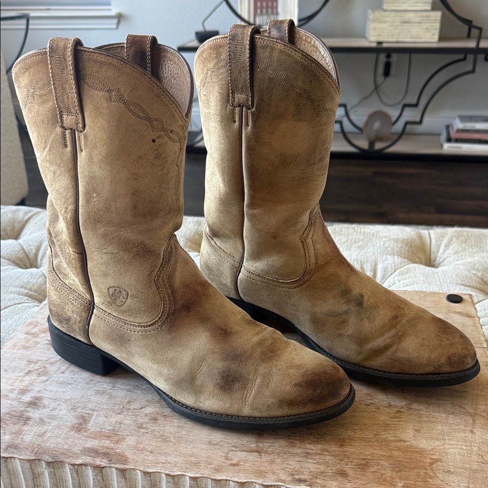 Ariat Rooghout Men's 12 D Distressed Tan Western‎ Boots
